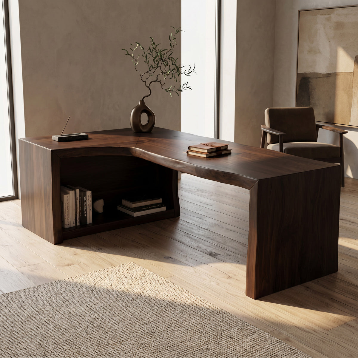 Modern Live Edge L Shaped Desk For Home Office - Image 5