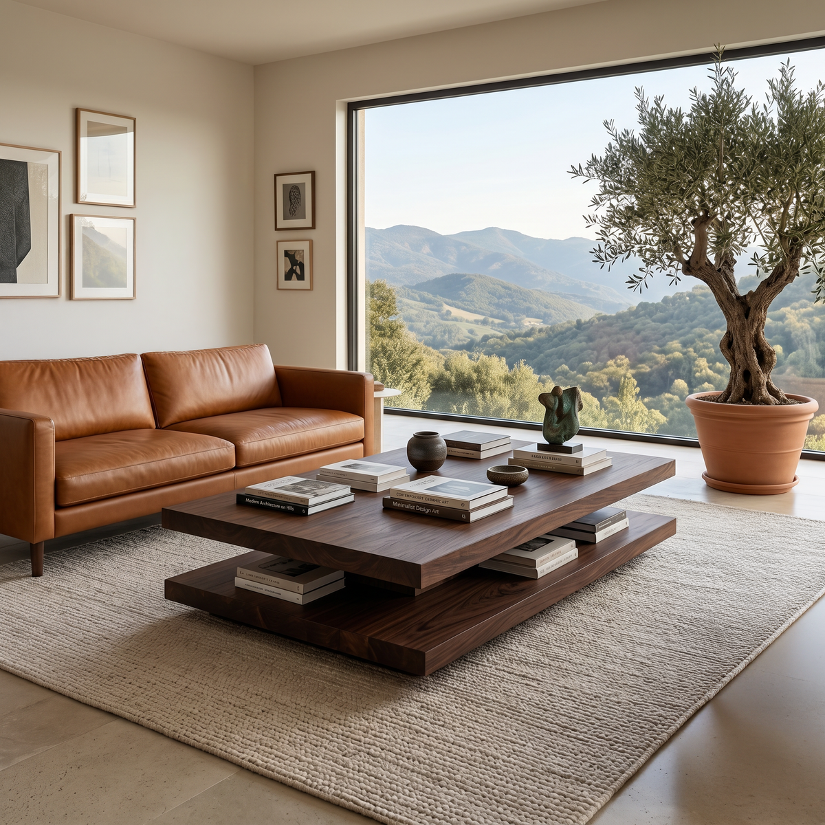Elegant Wooden Coffee Table Two Layers For Living Room - Image 7