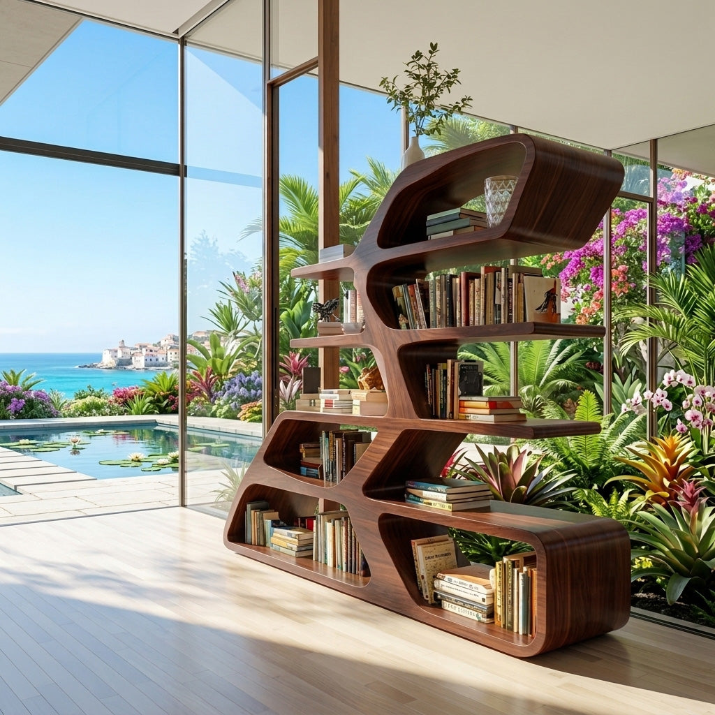 Modern Sculptural Bookshelf For Living Room Decor - Image 7