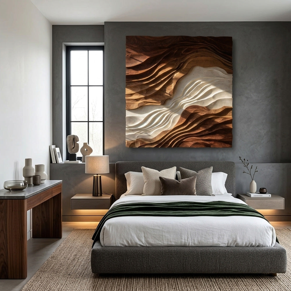 Contemporary Sculptural Wave Wall Art For Living Room - Image 2