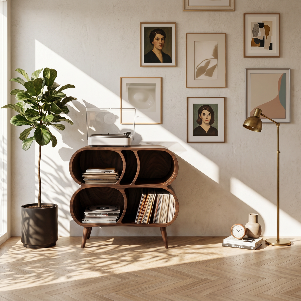 Farmhouse Wood Record Player Stand For Furniture Decor - Image 7