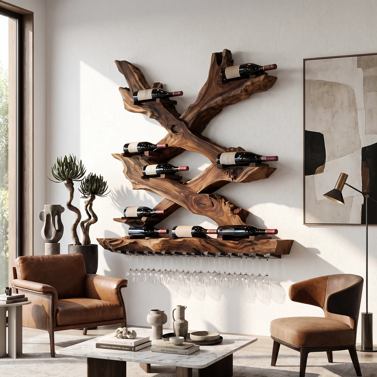 Mid Century Wine Rack For Living Room Bottle Display - Image 7