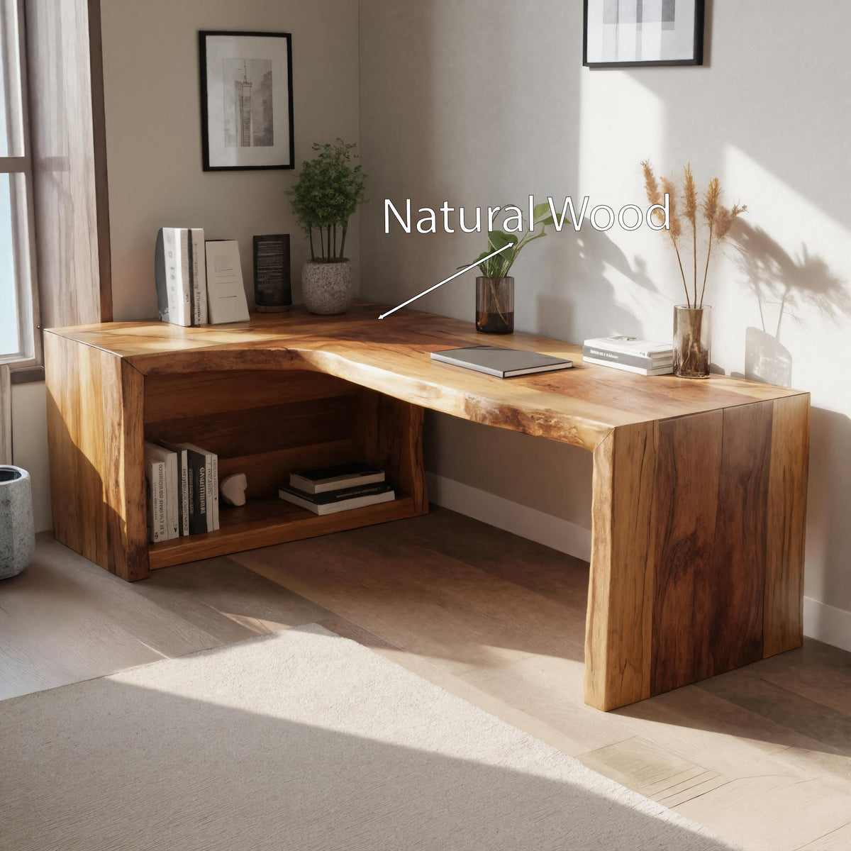 Modern Live Edge L Shaped Desk For Home Office - Image 6