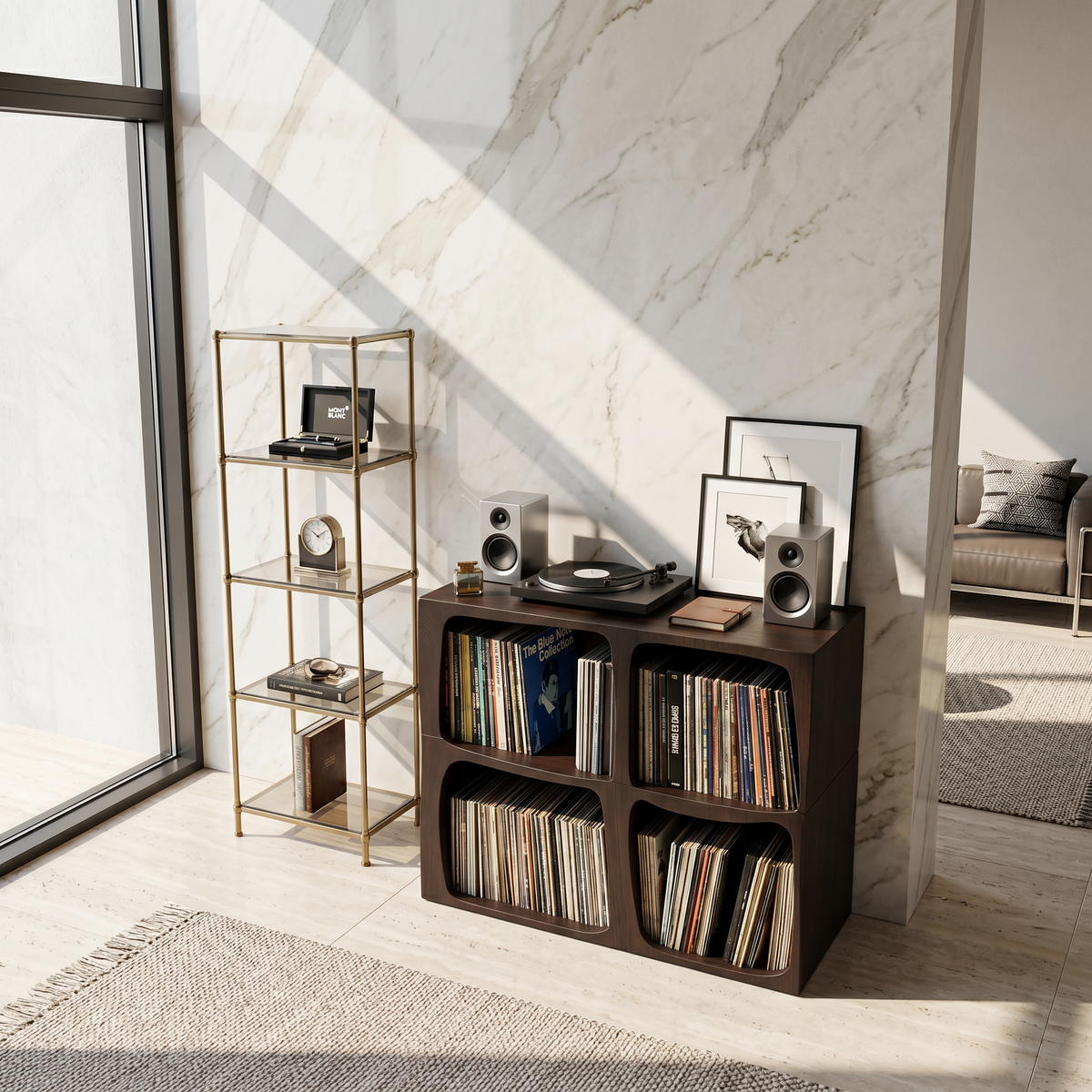 Mid Century Live Edge Record Stand Modern Living Room - Image 7