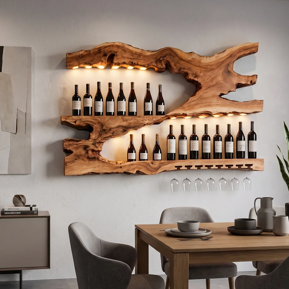 Mid Century Wine Holder For Kitchen Minimalist Shelf - Image 6