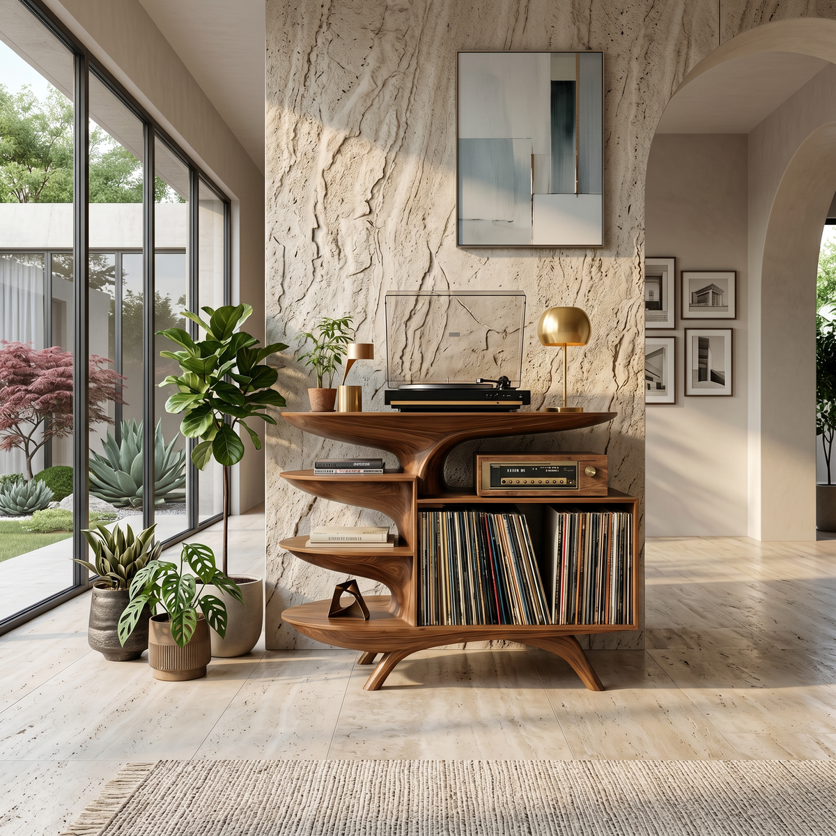 Modern Wooden Record Stand For Bedroom Interior Design Style - Image 6