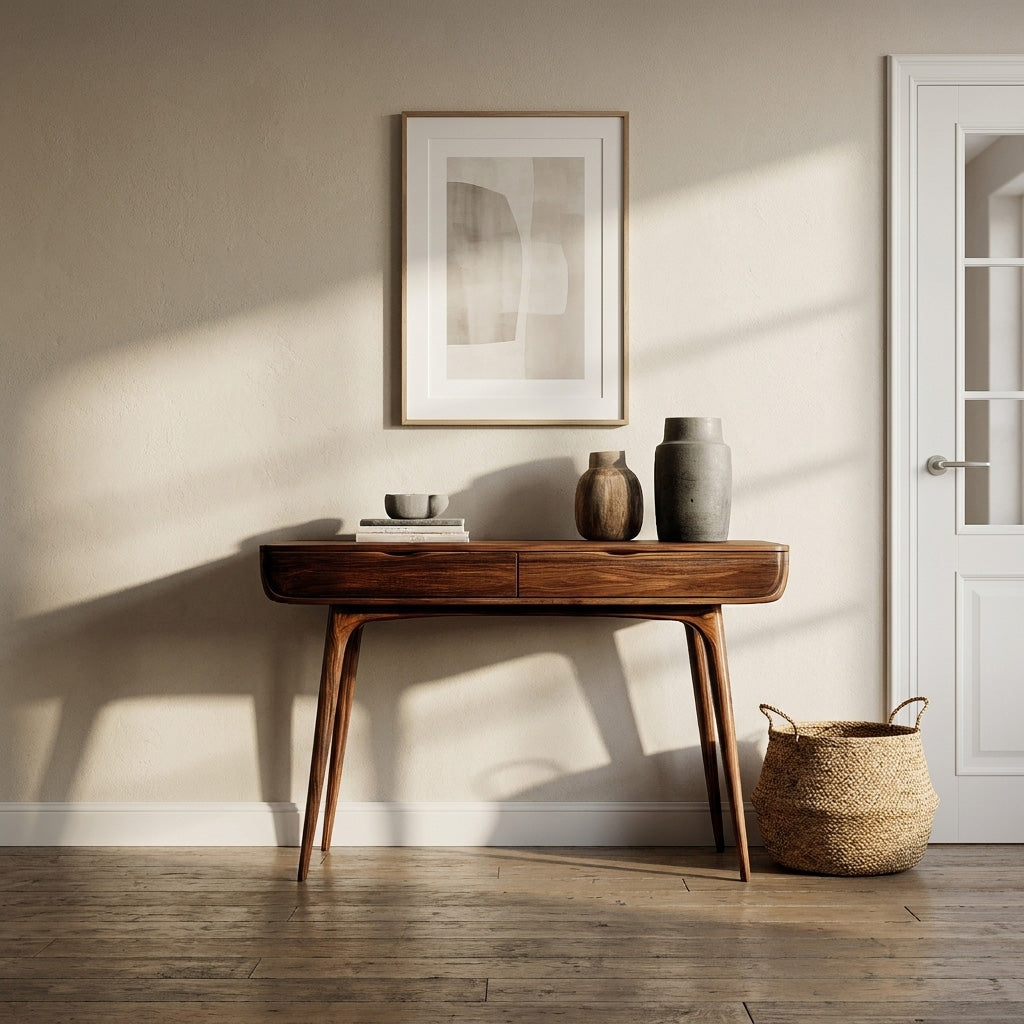 Mid Century Natural Wood Console Table For Hallway Decor - Image 6