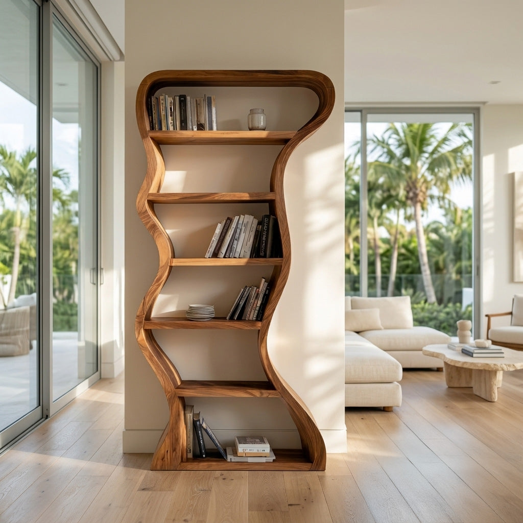 Organic Sculpture Wavy Bookshelf For Living Room Or Office Furniture - Image 6