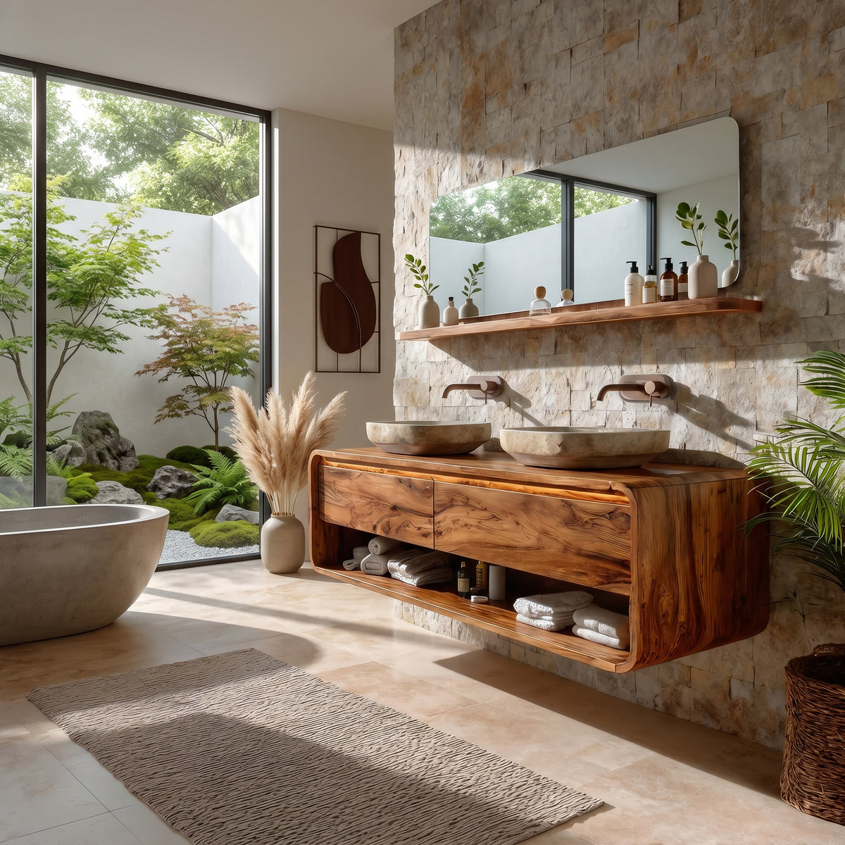 Minimalist Floating Wood Bathroom Vanity For Bathroom Areas - Image 6