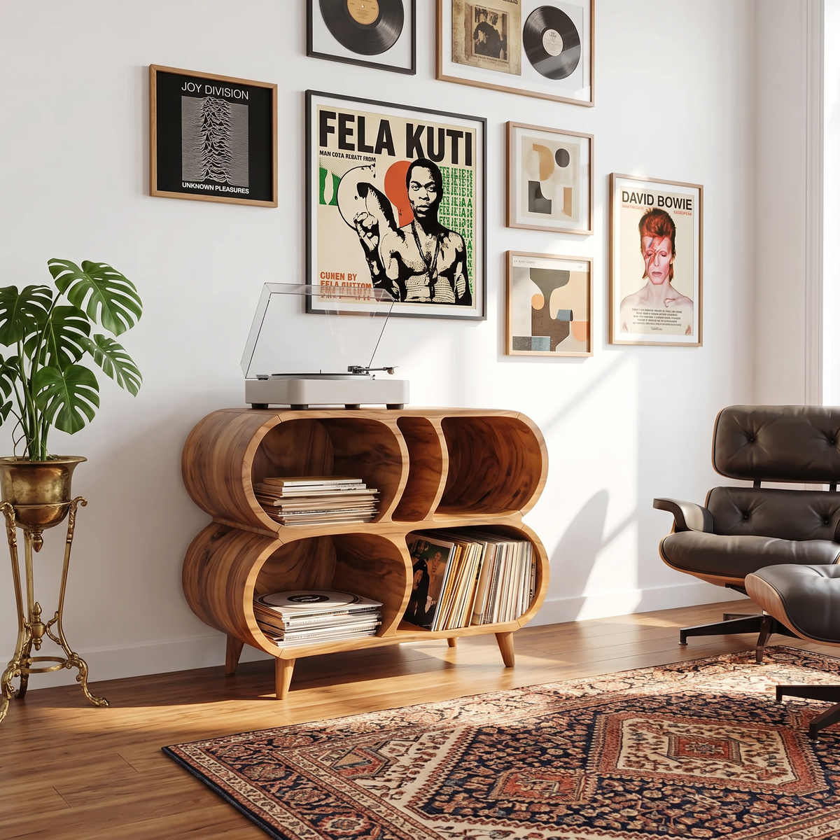 Farmhouse Wood Record Player Stand For Furniture Decor - Image 6