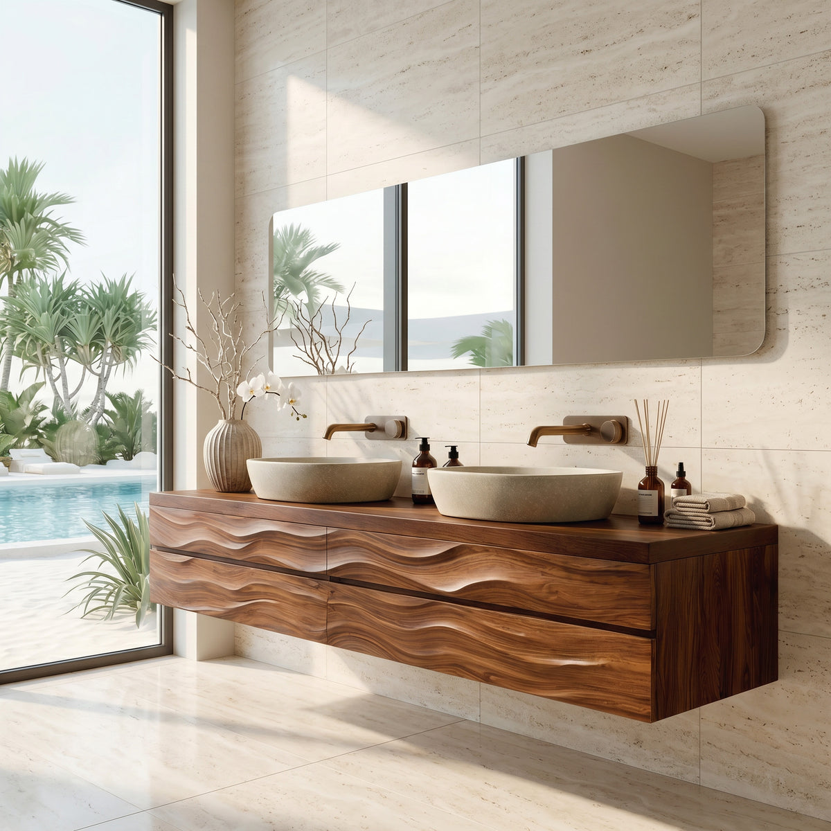Modern Floating Bathroom Vanity With Wave Texture For Bathroom - Image 6