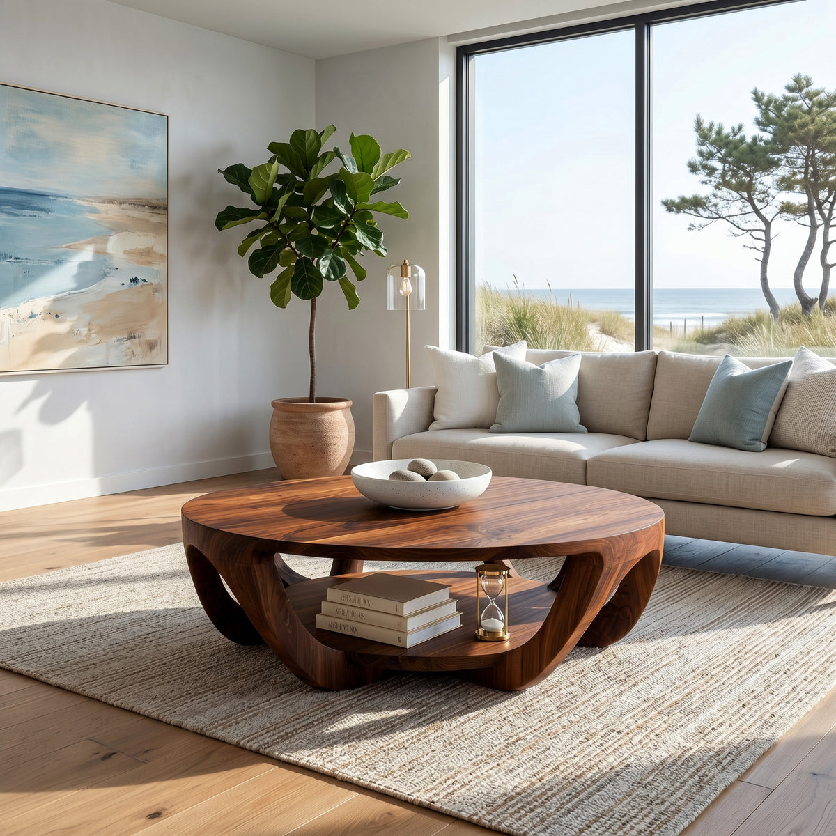 Modern Round Coffee Table With Shelving For Living Room - Image 5