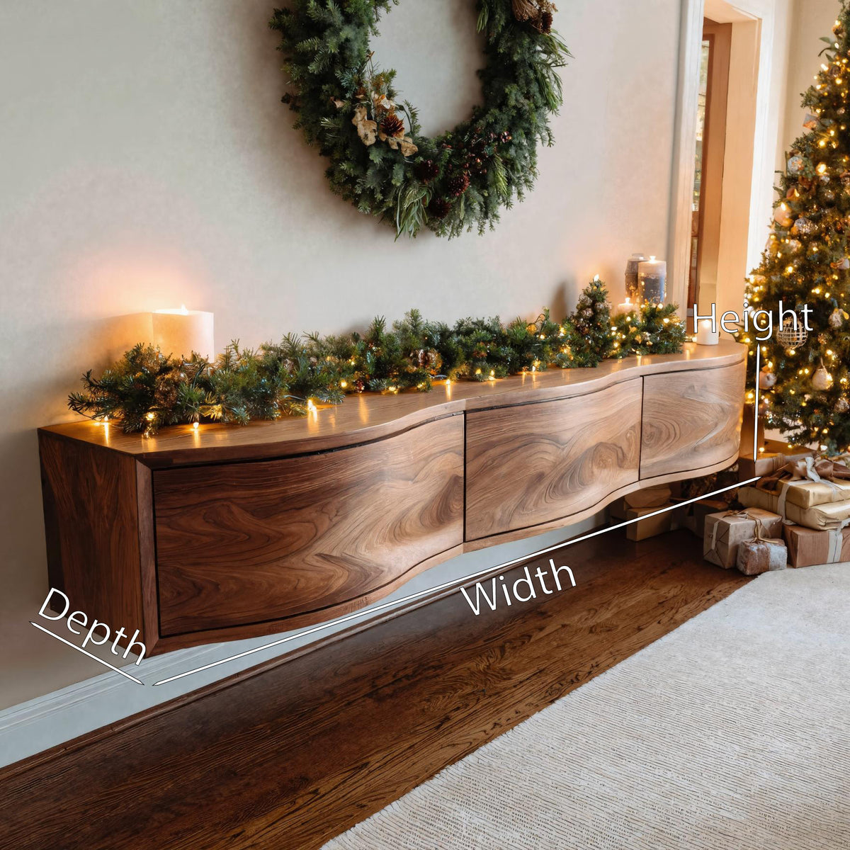 Modern Floating TV Shelf For Holiday Decoration - Image 7