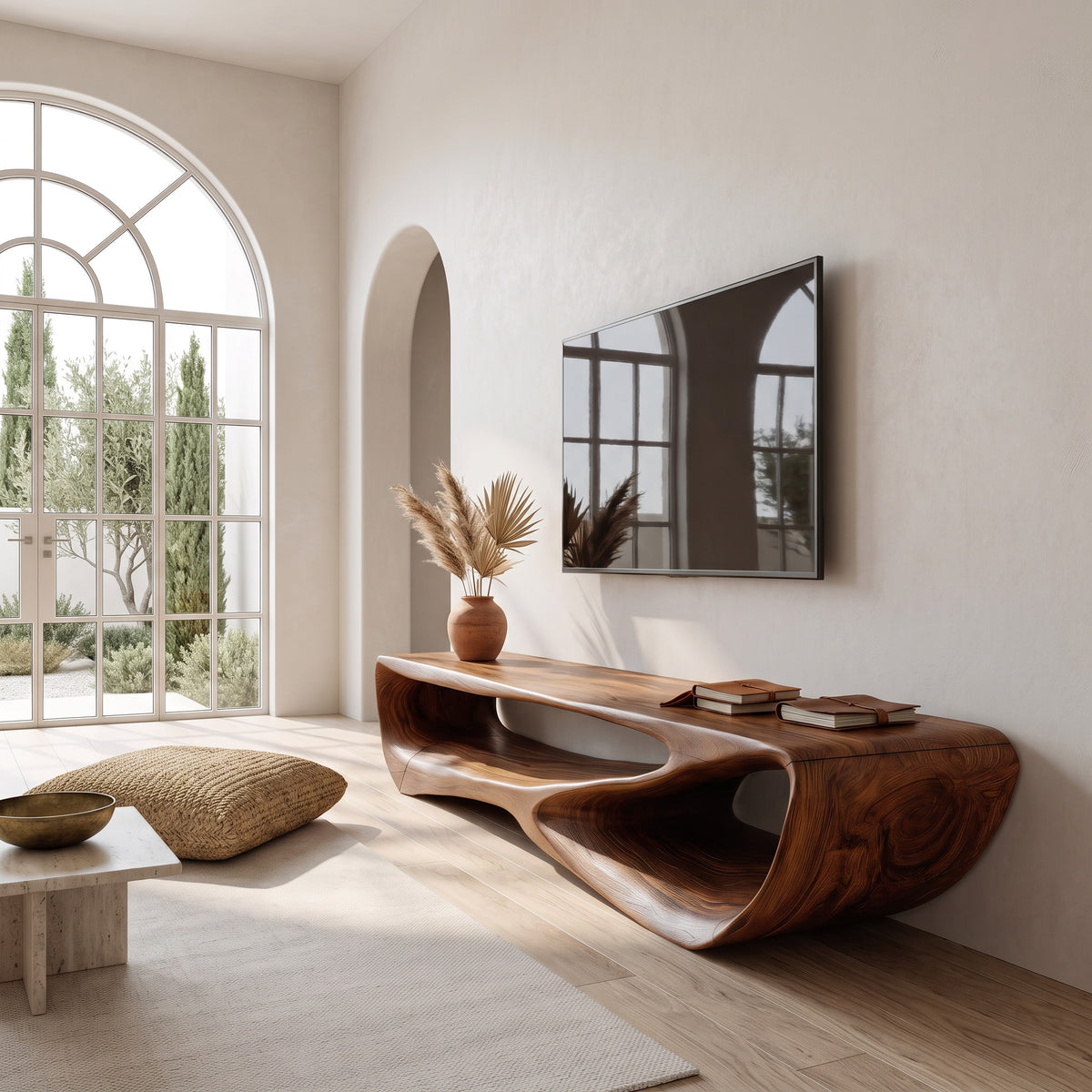 Minimal Curved TV Console For Living Room - Image 6