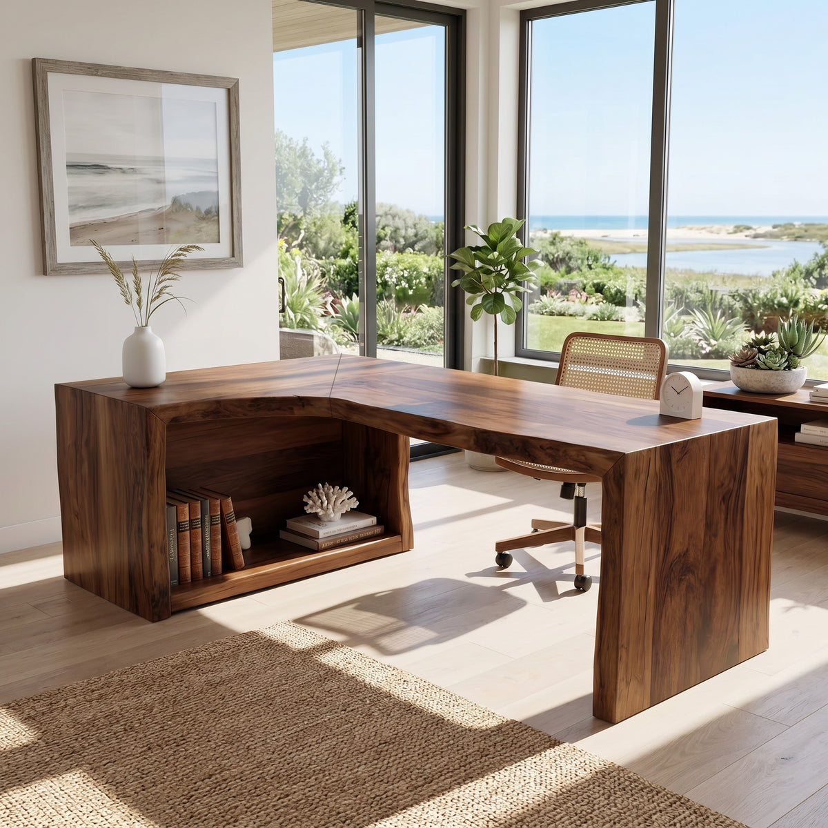 Modern Live Edge L Shaped Desk For Home Office - Image 4