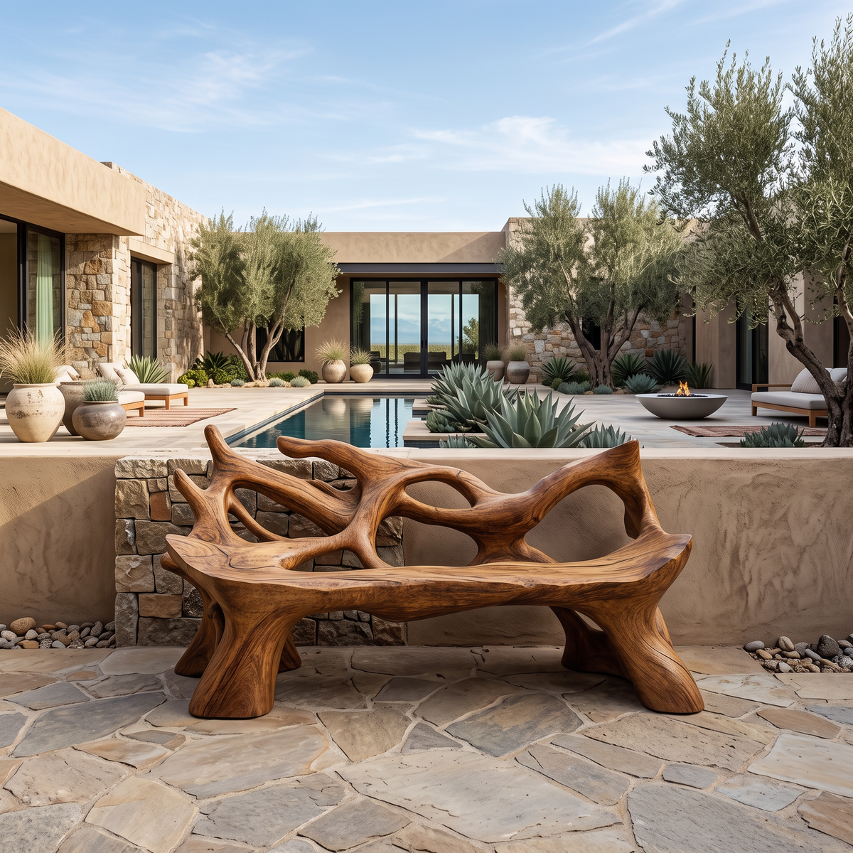 Farmhouse Wooden Bench For Weather Resistant Patio Decor - Image 6