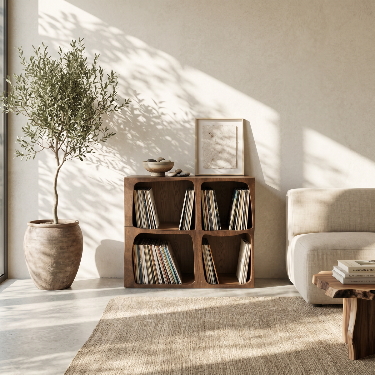 Mid Century Live Edge Record Stand Modern Living Room - Image 6