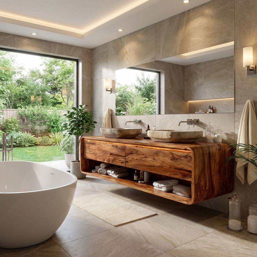 Minimalist Floating Wood Bathroom Vanity For Bathroom Areas - Image 3