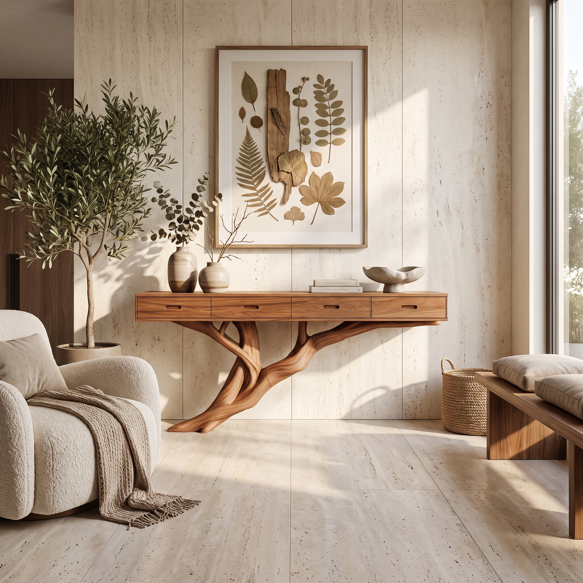 Mid Century Wooden Console Table For Living Room Contemporary Accent - Image 6