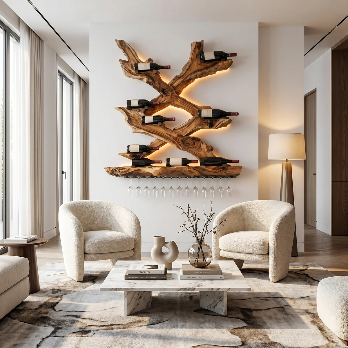 Mid Century Wine Rack For Living Room Bottle Display - Image 6