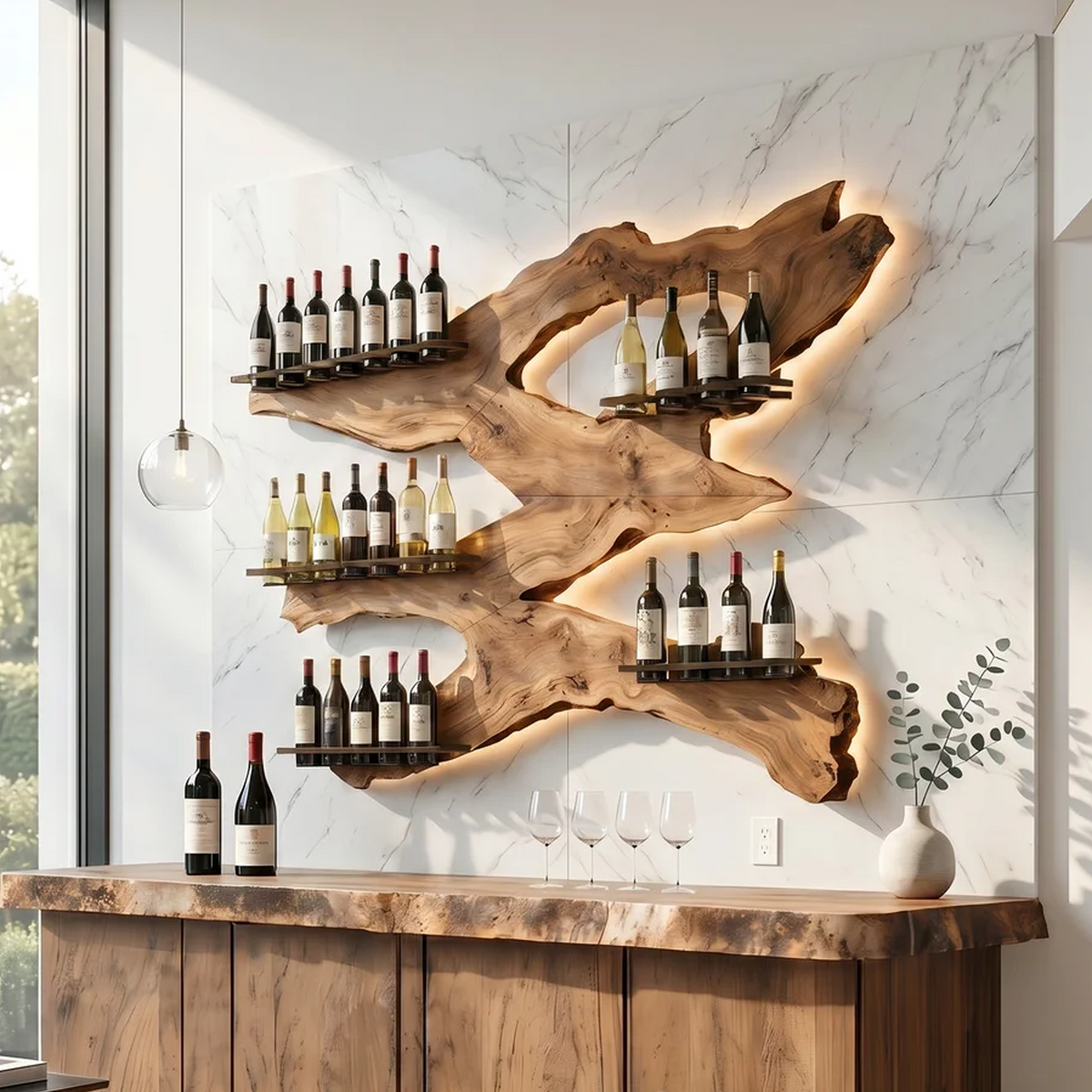 Handcrafted Wine Holder For Kitchen Wine Wall Accent - Image 6