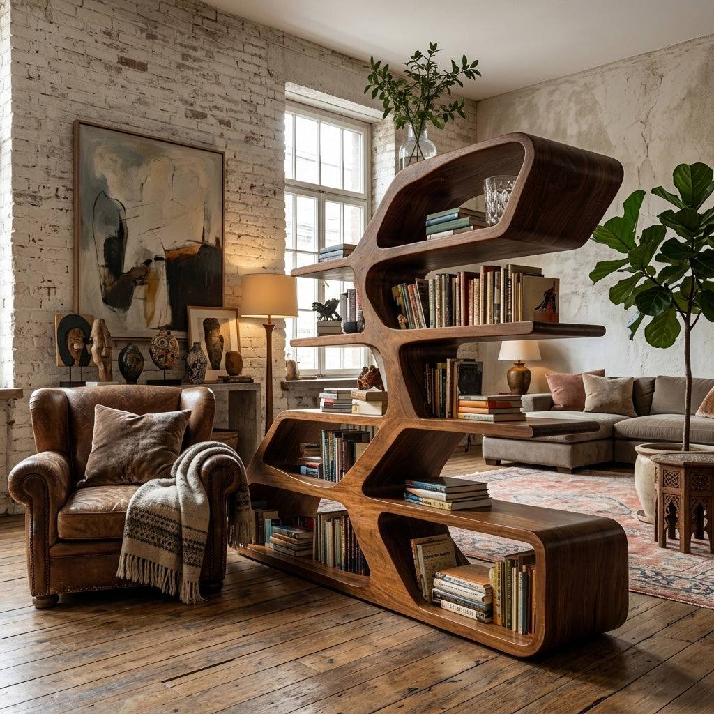 Modern Sculptural Bookshelf For Living Room Decor - Image 6