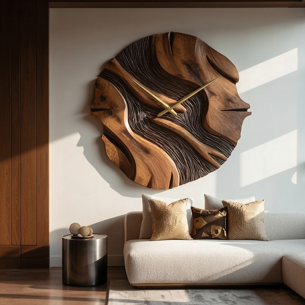 Organic Sculptural Wooden Wall Clock For Living Room - Image 6