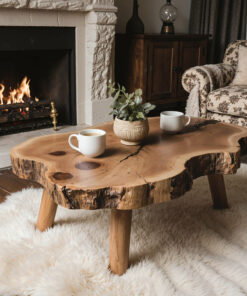Sculptural Solid Wood Coffee Table