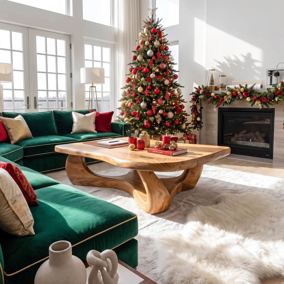 Rustic Wooden Live Edge Coffee Table For Holiday Home Furniture - Image 5