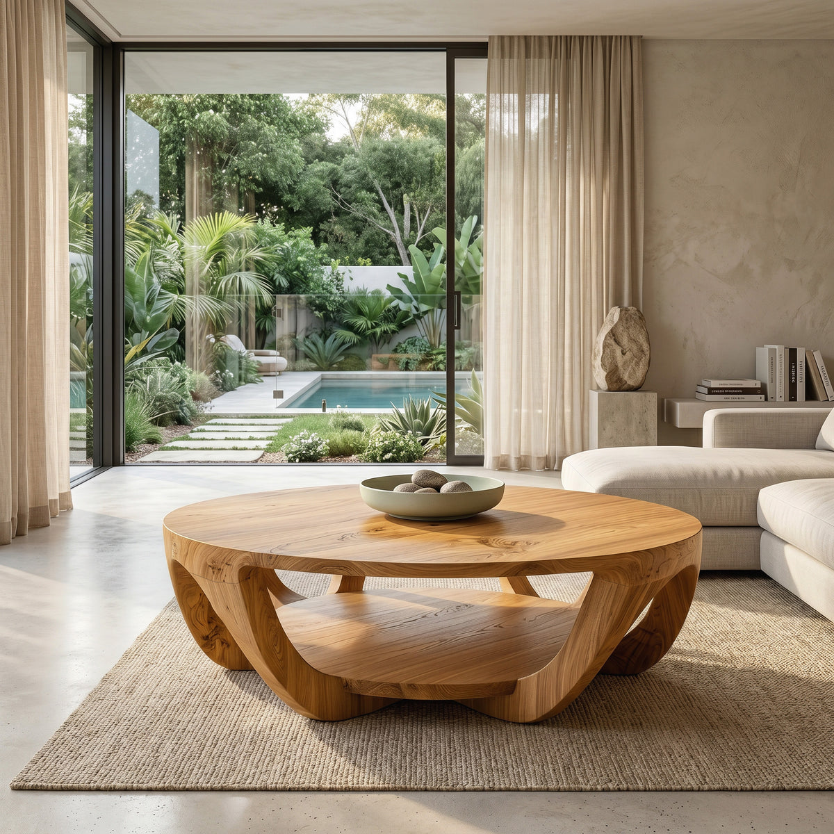 Modern Round Coffee Table With Shelving For Living Room - Image 6