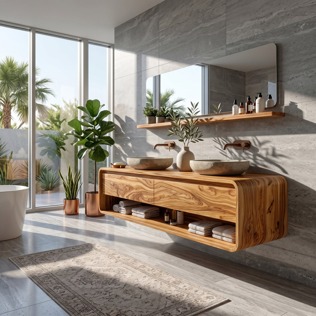 Minimalist Floating Wood Bathroom Vanity For Bathroom Areas - Image 5