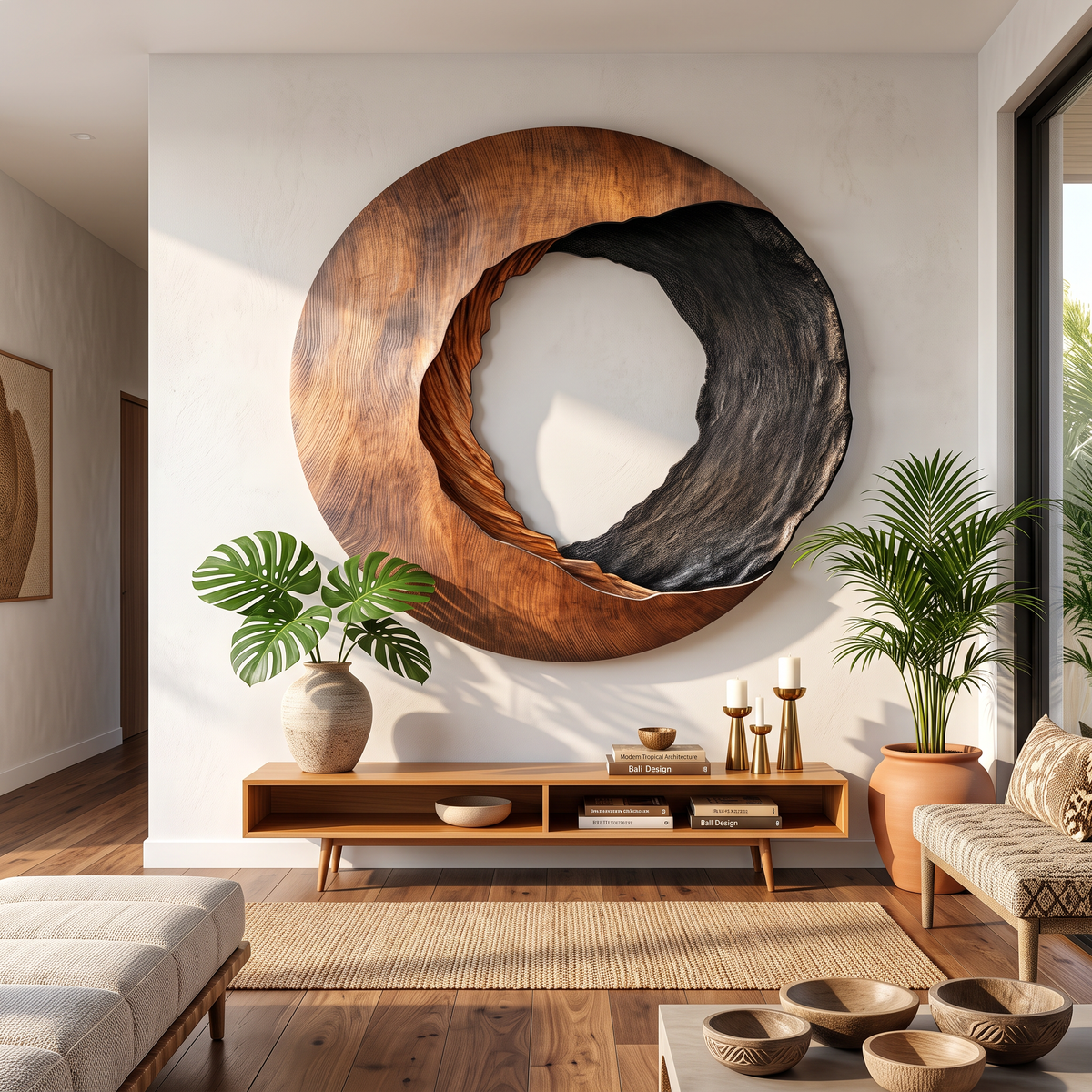 Handcrafted Solid Wood 3D Sculpture Wall Art For Home Living Room - Image 2