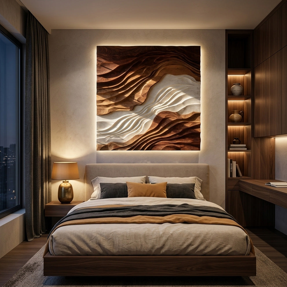 Contemporary Sculptural Wave Wall Art For Living Room - Image 3