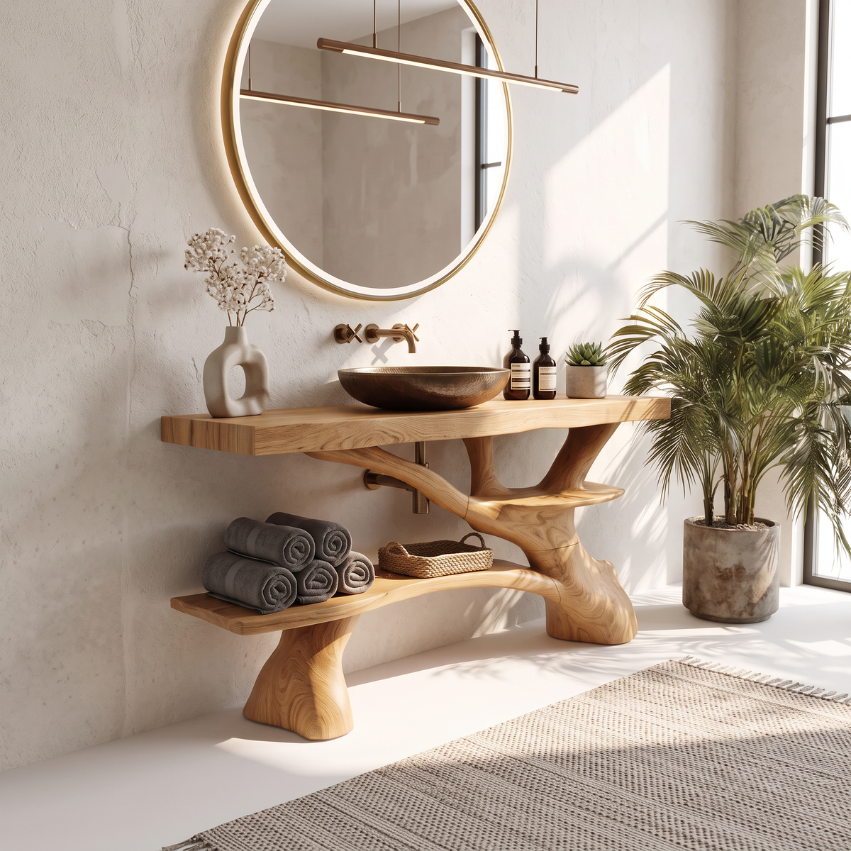 Modern Live Edge Tree Trunk Vanity For Contemporary Bathroom Furniture - Image 5