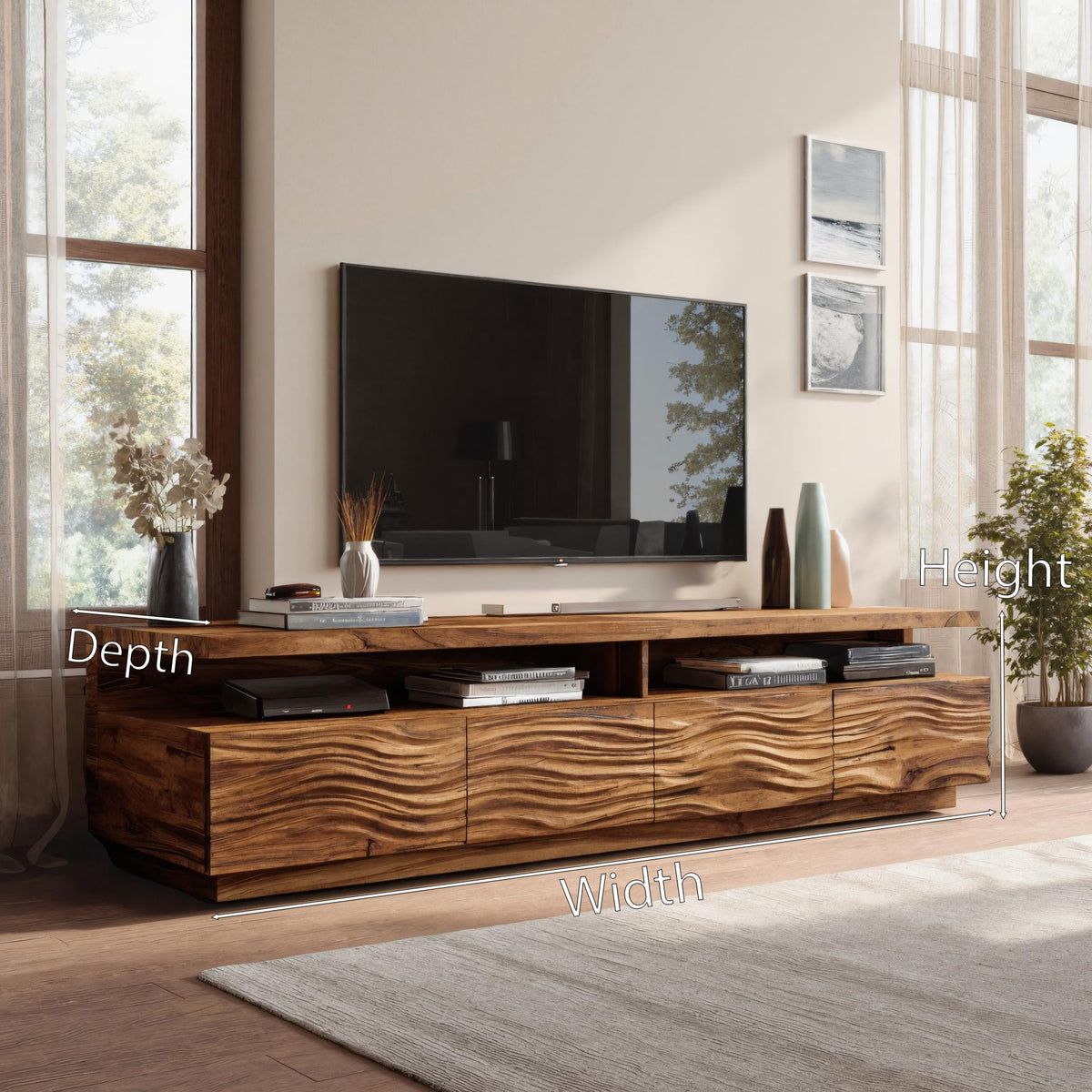 Modern TV Stand With Storage Cabinets For Living Room - Image 8