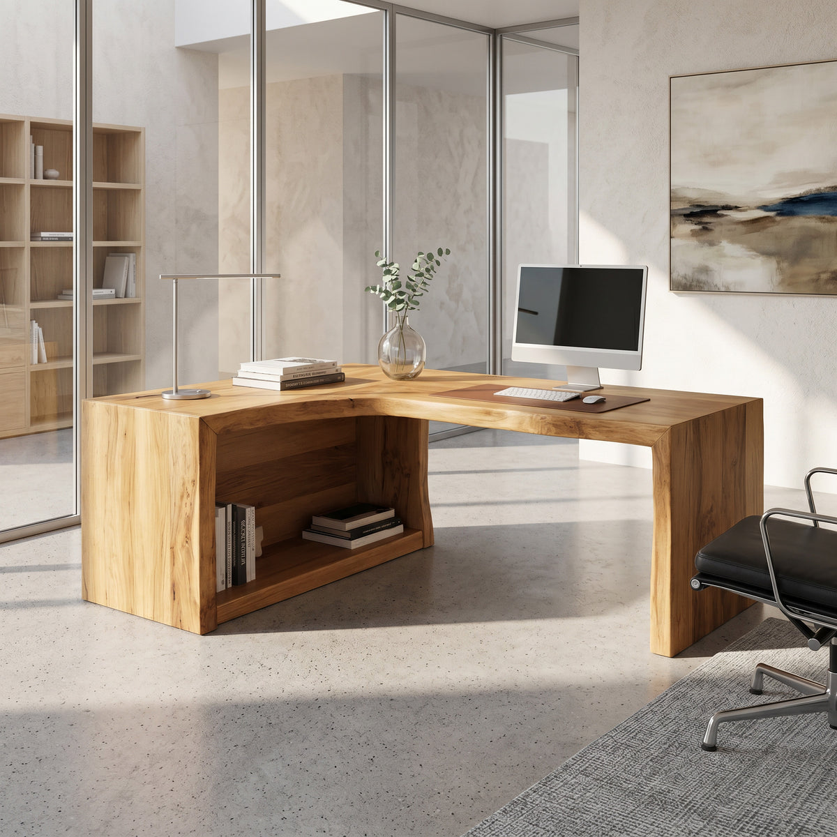 Modern Live Edge L Shaped Desk For Home Office - Image 3