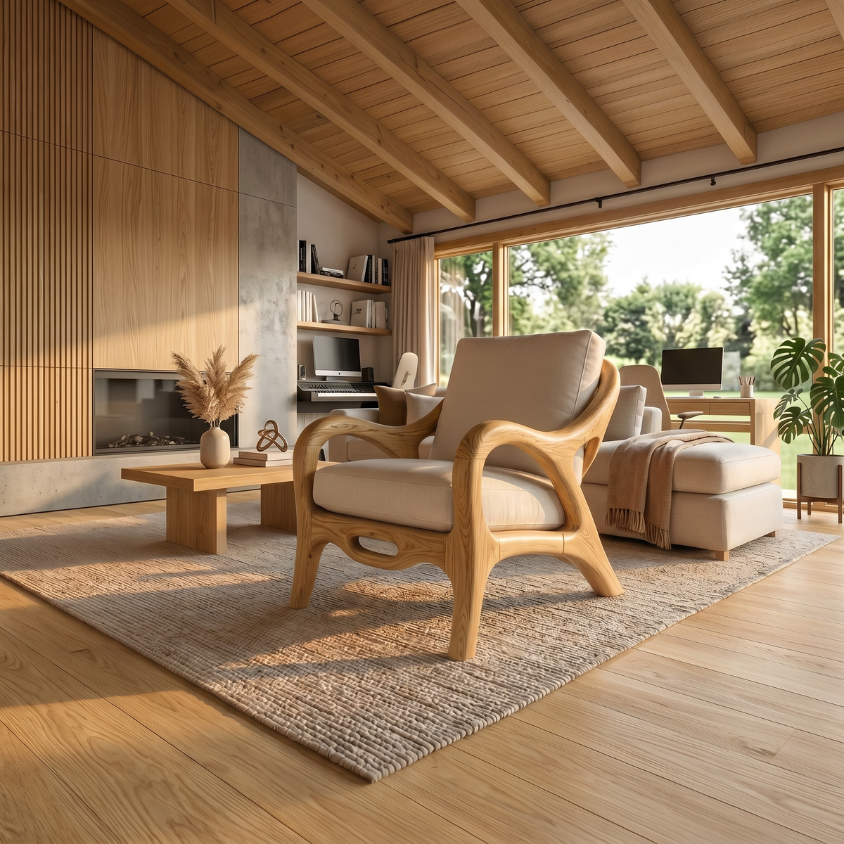 Organic Modern Sculptural Lounge Chair Luxury Living Room - Image 5