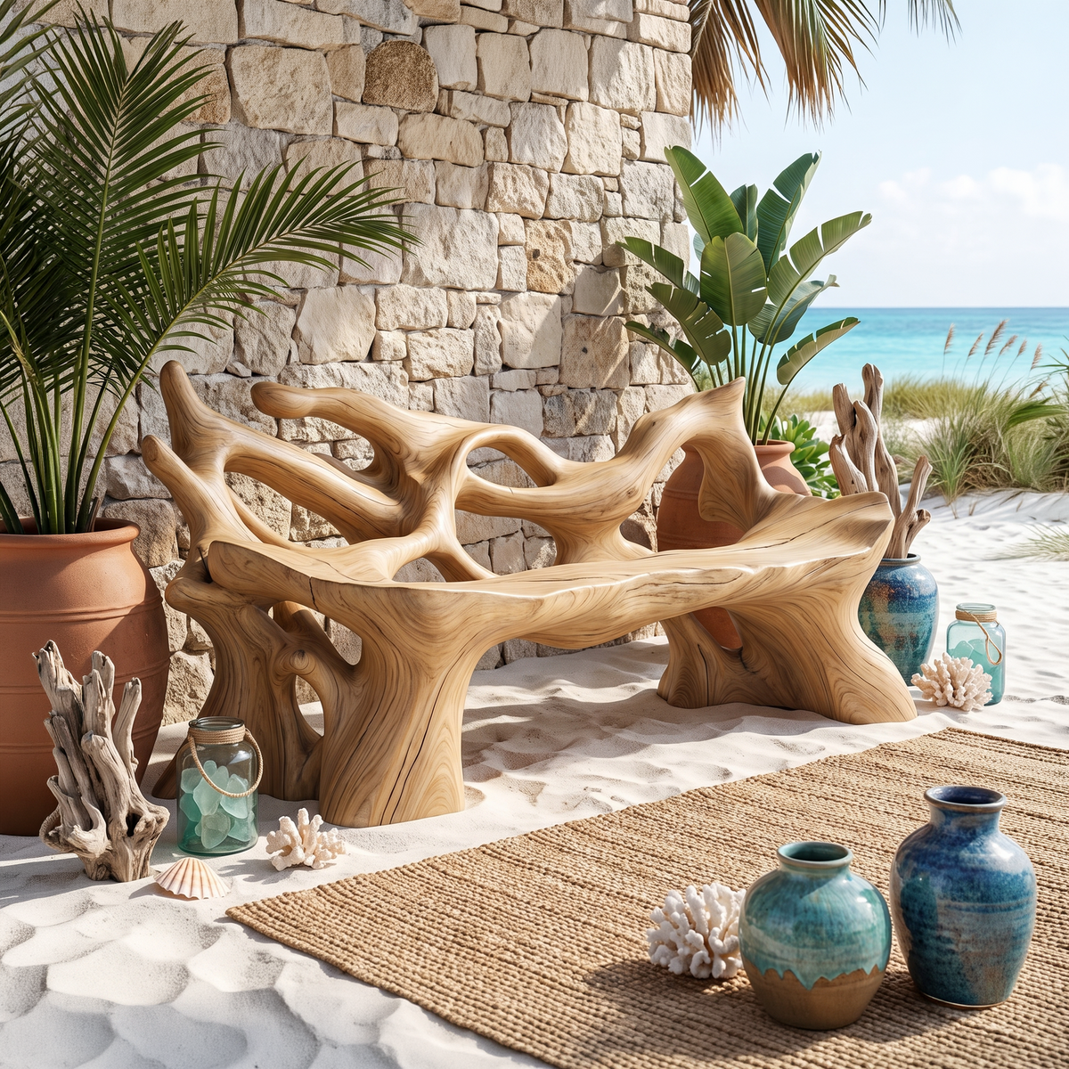 Farmhouse Wooden Bench For Weather Resistant Patio Decor - Image 5