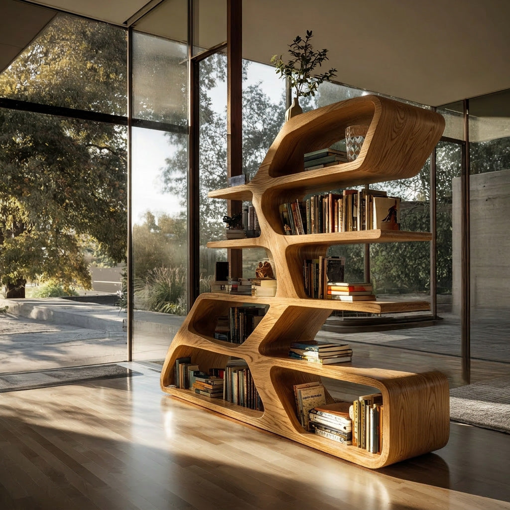 Modern Sculptural Bookshelf For Living Room Decor - Image 5