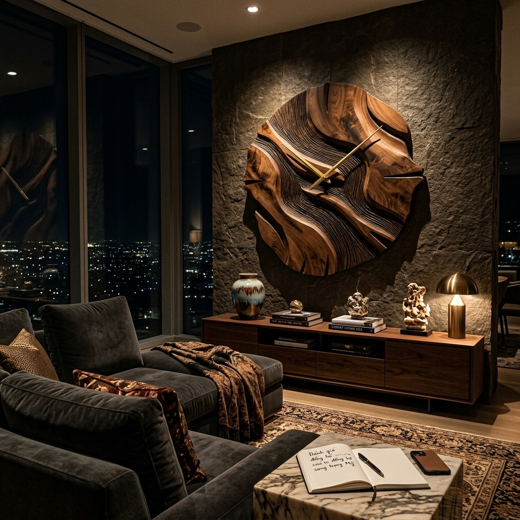 Organic Sculptural Wooden Wall Clock For Living Room - Image 7