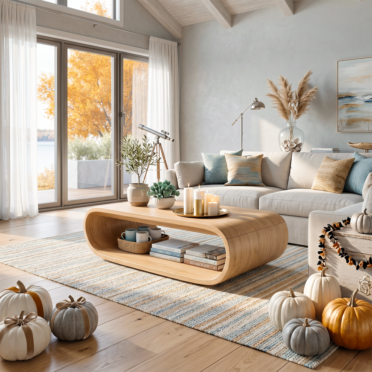 Mid Century Wooden Live Edge Coffee Table For Living Room Halloween Decor - Image 5