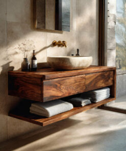 Contemporary Wall Mounted Wood Bathroom Vanity For Bathroom