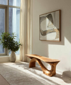 Modern Sculptural Bench With Organic Design For Living Room