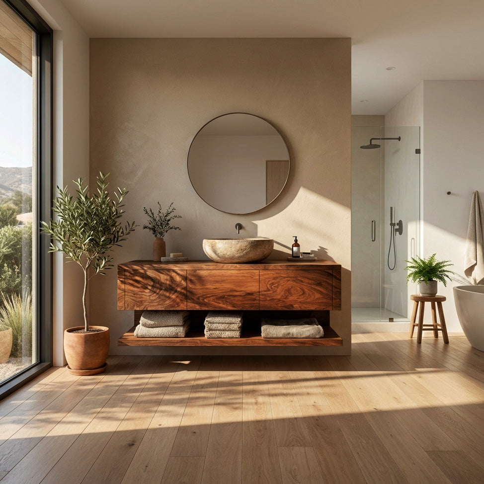 Mid Century Wooden Floating Bathroom Vanity For Bathroom - Image 2