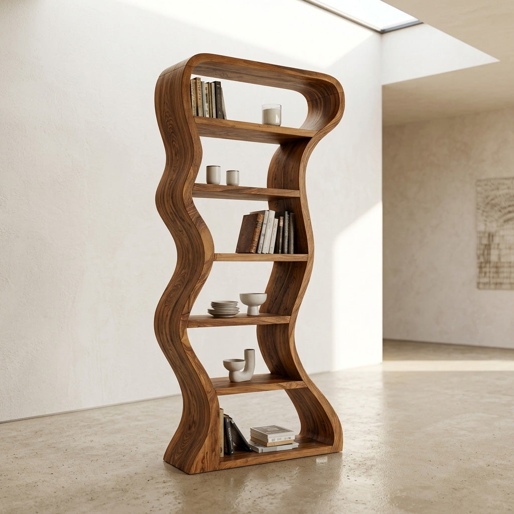 Organic Sculpture Wavy Bookshelf For Living Room Or Office Furniture - Image 3