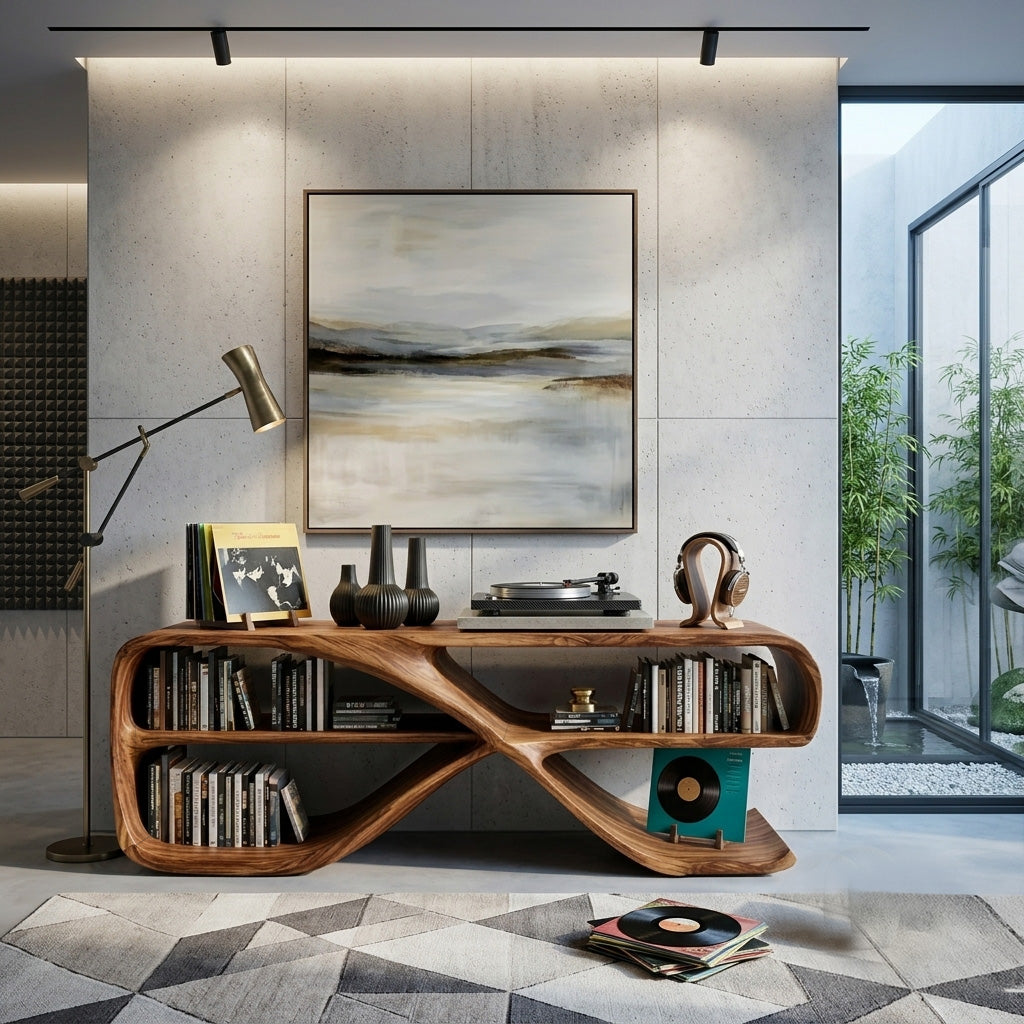 Modern Organic Wooden Console Table For Living Decor - Image 2