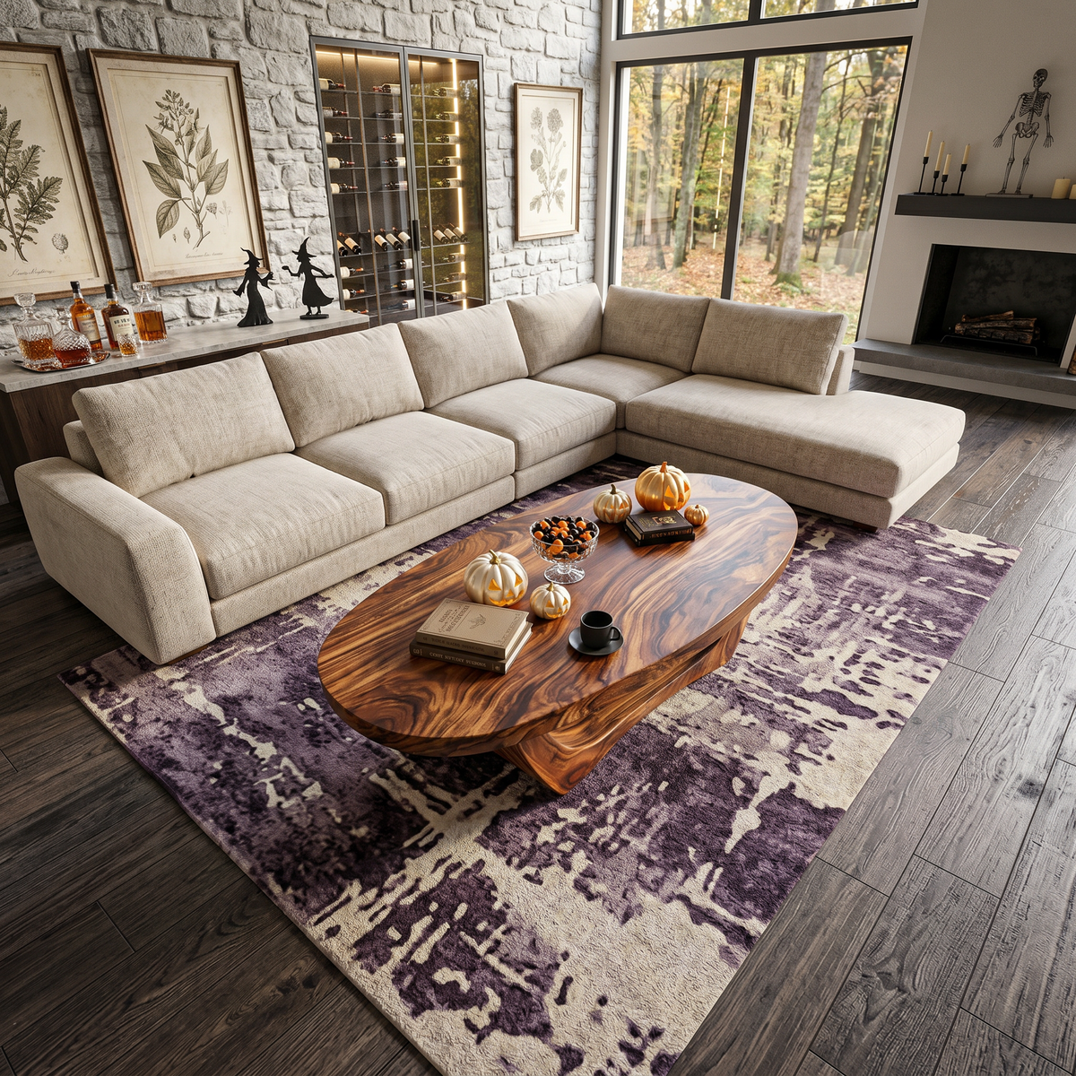 Handcrafted Wooden Live Edge Coffee Table For Living Room Halloween Style - Image 2