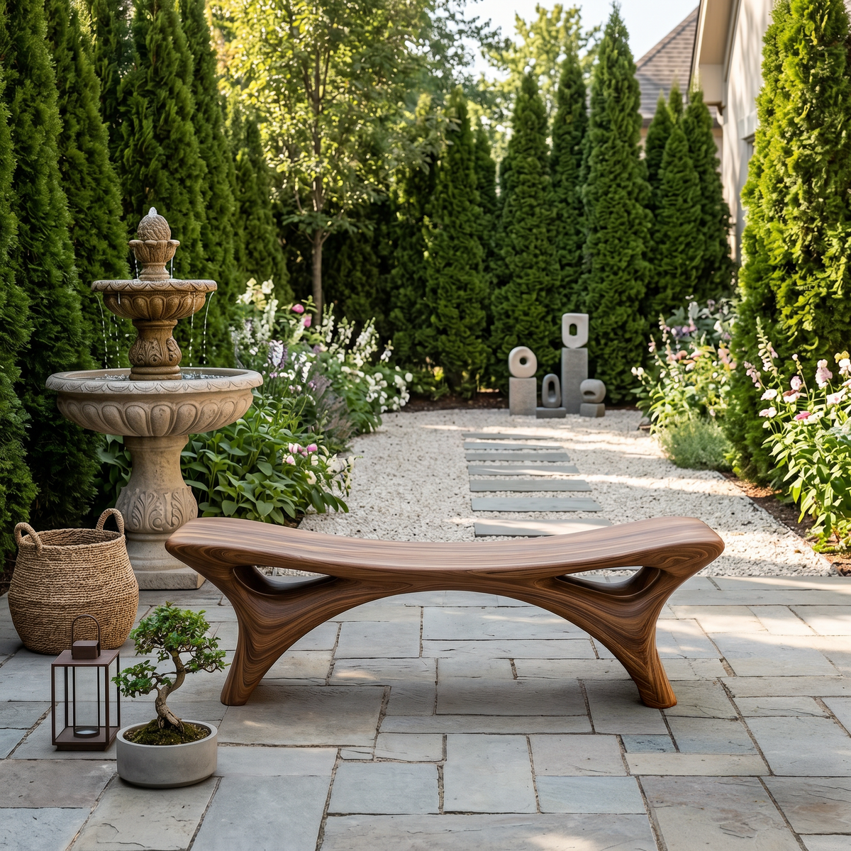 Contemporary Sculptural Outdoor Bench For Garden Or Terrace Lounge - Image 3