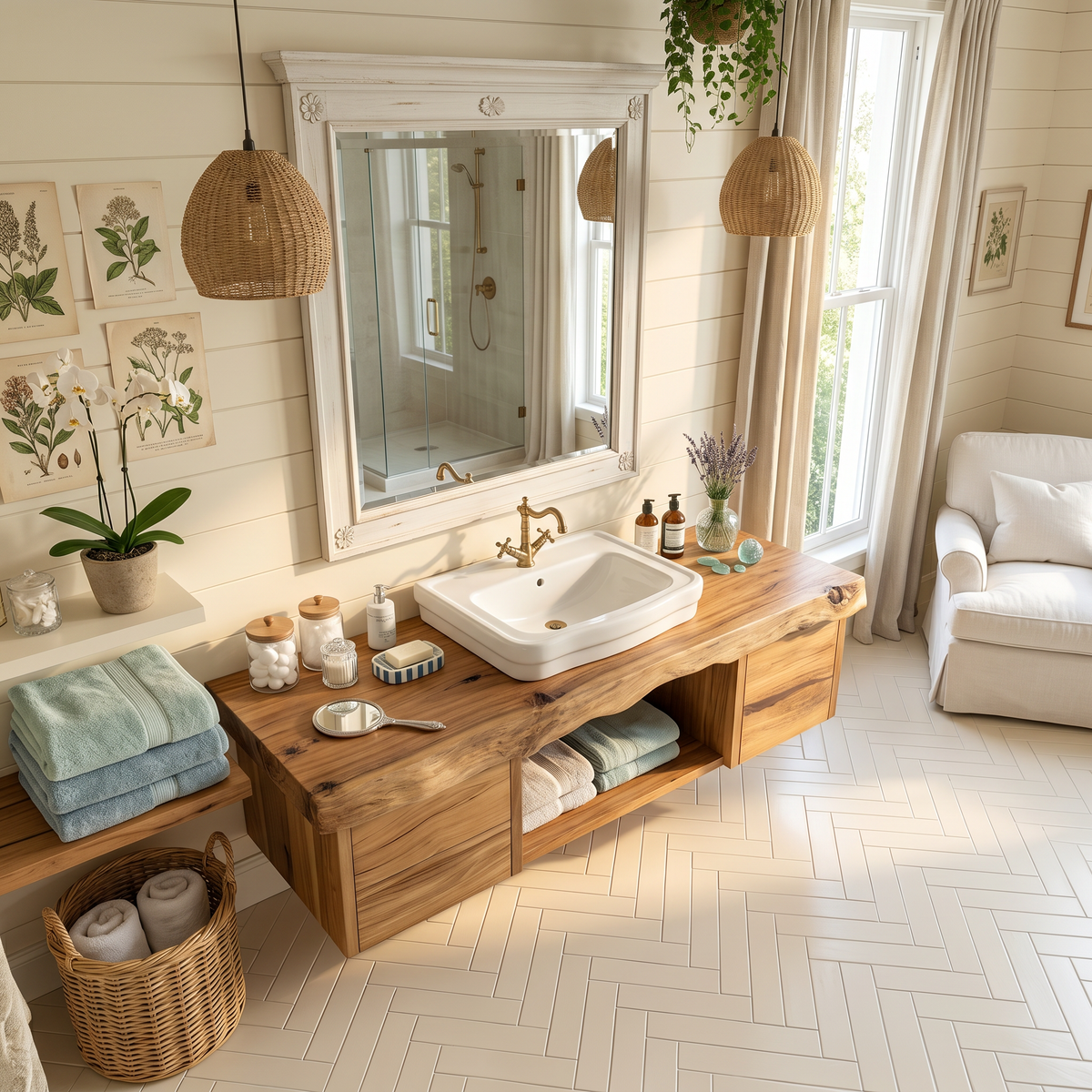 Natural Wood Floating Vanity For Bathroom Upgrade - Image 2