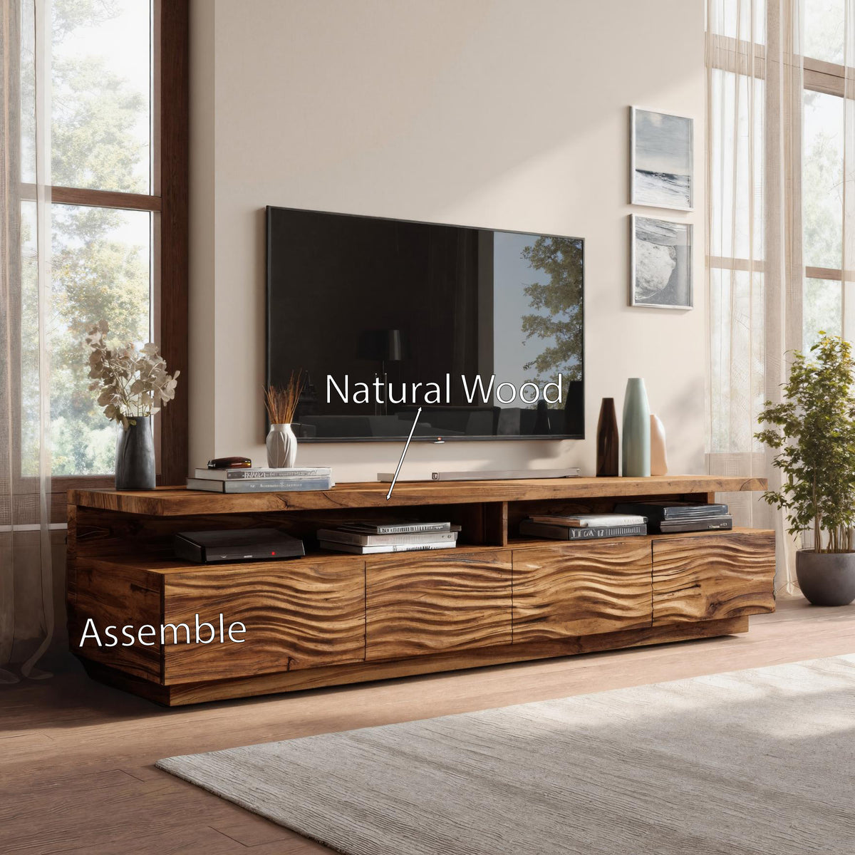 Modern TV Stand With Storage Cabinets For Living Room - Image 7